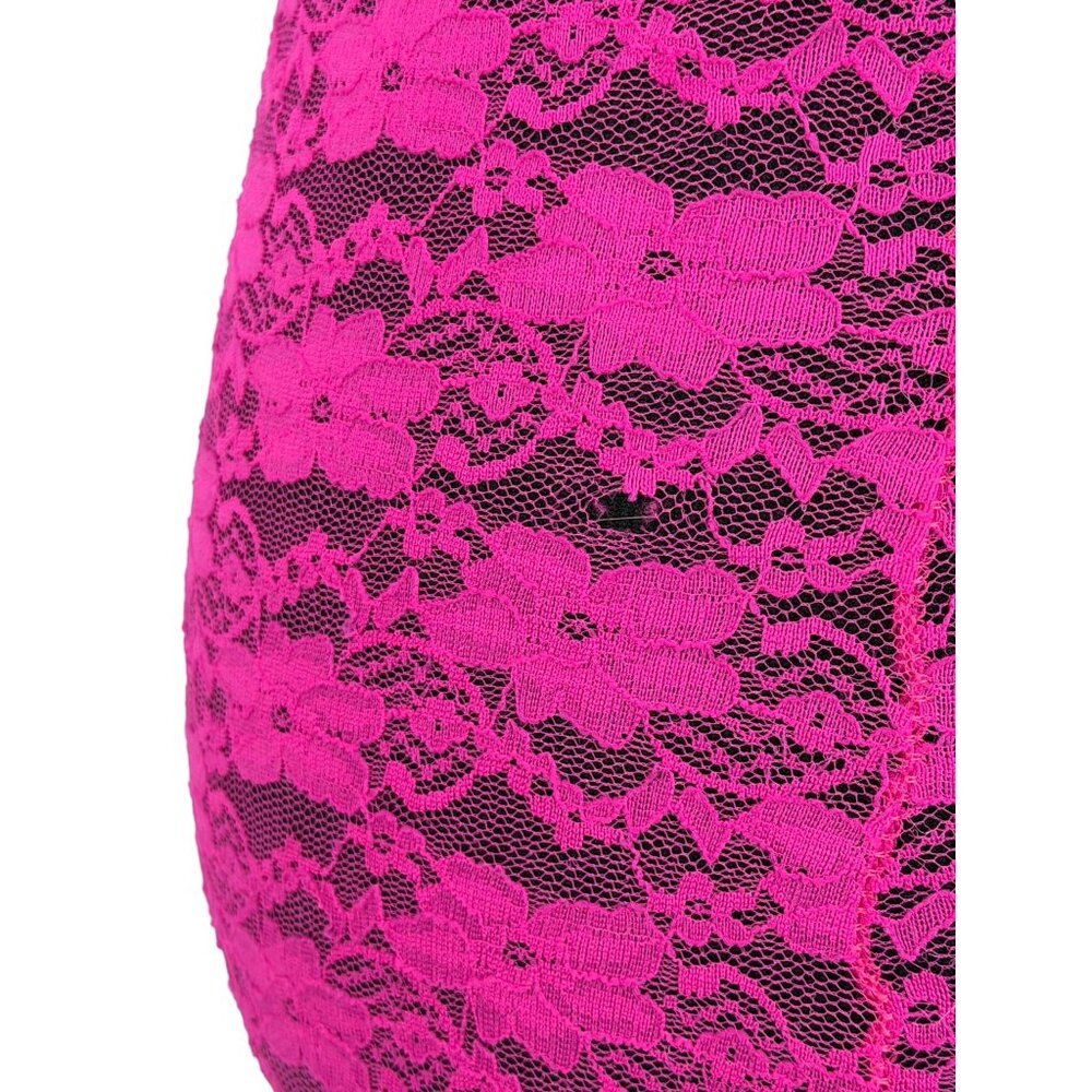 Hot Pink & Black Lace Push-Up Mini Slip Dress Lingerie M| Y2K Barbiecore Boudoir - Picture 8 of 13